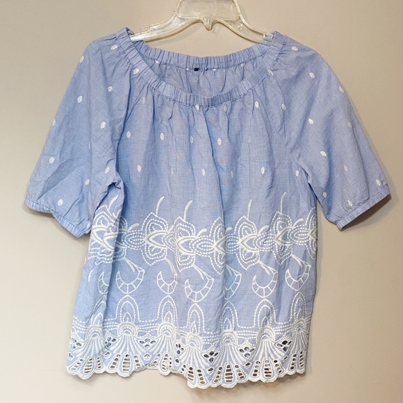 Boutique light blue blouse with white details - Picture 1 of 3